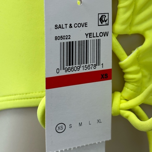 Salt + Cove Juniors Cross Back Double Strap Bikini - Neon Yellow - size XS - Picture 6 of 7